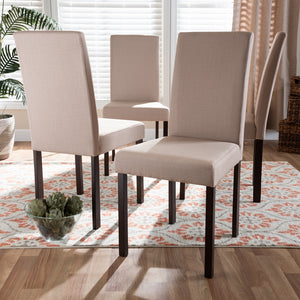 Baxton Studio Andrew Contemporary Espresso Wood Beige Fabric Dining Chair (Set Of 4)