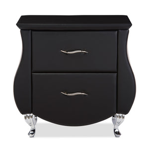 BAXTON STUDIO ERIN MODERN AND CONTEMPORARY BLACK FAUX LEATHER UPHOLSTERED NIGHTSTAND