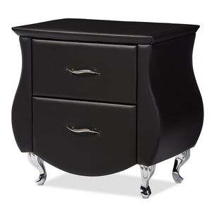 Baxton Studio Erin Modern And Contemporary Black Faux Leather Upholstered Nightstand