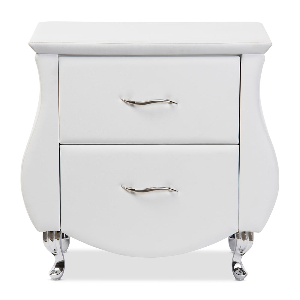 BAXTON STUDIO ERIN MODERN AND CONTEMPORARY WHITE FAUX LEATHER UPHOLSTERED NIGHTSTAND