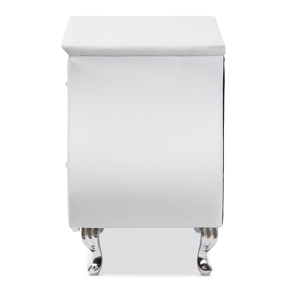 Baxton Studio Erin Modern And Contemporary White Faux Leather Upholstered Nightstand