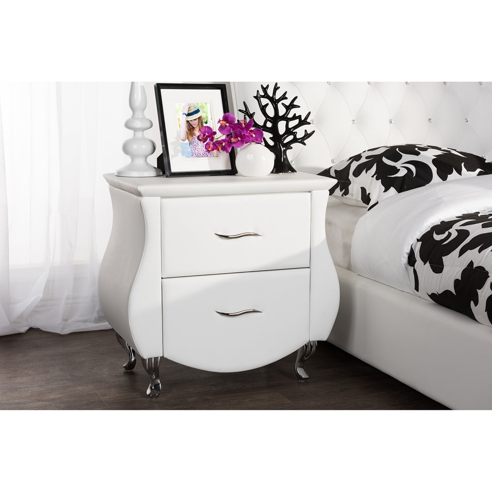 Baxton Studio Erin Modern And Contemporary White Faux Leather Upholstered Nightstand