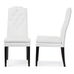 Load image into Gallery viewer, BAXTON STUDIO DYLIN MODERN AND CONTEMPORARY WHITE FAUX LEATHER BUTTON-TUFTED NAIL HEADS TRIM DINING CHAIR
