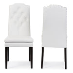 Load image into Gallery viewer, Baxton Studio Dylin Modern And Contemporary White Faux Leather Button-Tufted Nail Heads Trim Dining Chair
