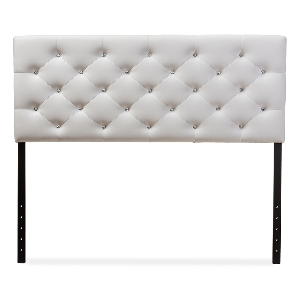 BAXTON STUDIO VIVIANA MODERN AND CONTEMPORARY WHITE FAUX LEATHER UPHOLSTERED BUTTON-TUFTED FULL SIZE HEADBOARD