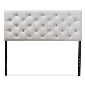 BAXTON STUDIO VIVIANA MODERN AND CONTEMPORARY WHITE FAUX LEATHER UPHOLSTERED BUTTON-TUFTED QUEEN SIZE HEADBOARD