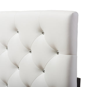 Baxton Studio Viviana Modern And Contemporary White Faux Leather Upholstered Button-Tufted Queen Size Headboard