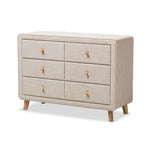 Load image into Gallery viewer, Baxton Studio Jonesy Mid-Century Beige Linen Upholstered 6-Drawer Dresser
