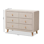 Load image into Gallery viewer, Baxton Studio Jonesy Mid-Century Beige Linen Upholstered 6-Drawer Dresser
