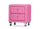 Load image into Gallery viewer, BAXTON STUDIO STELLA CRYSTAL TUFTED PINK LEATHER MODERN NIGHTSTAND
