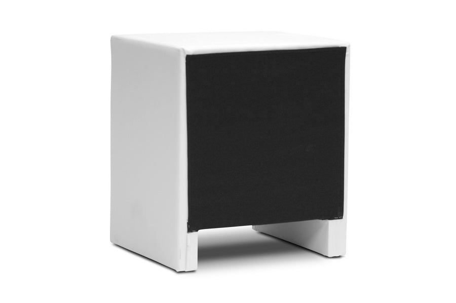 Baxton Studio Frey White Upholstered Modern Nightstand