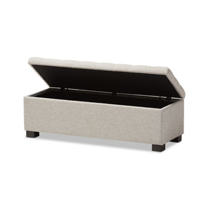 Baxton Studio Roanoke Modern and Contemporary Fabric Upholstered Grid-Tufting Storage Ottoman Bench