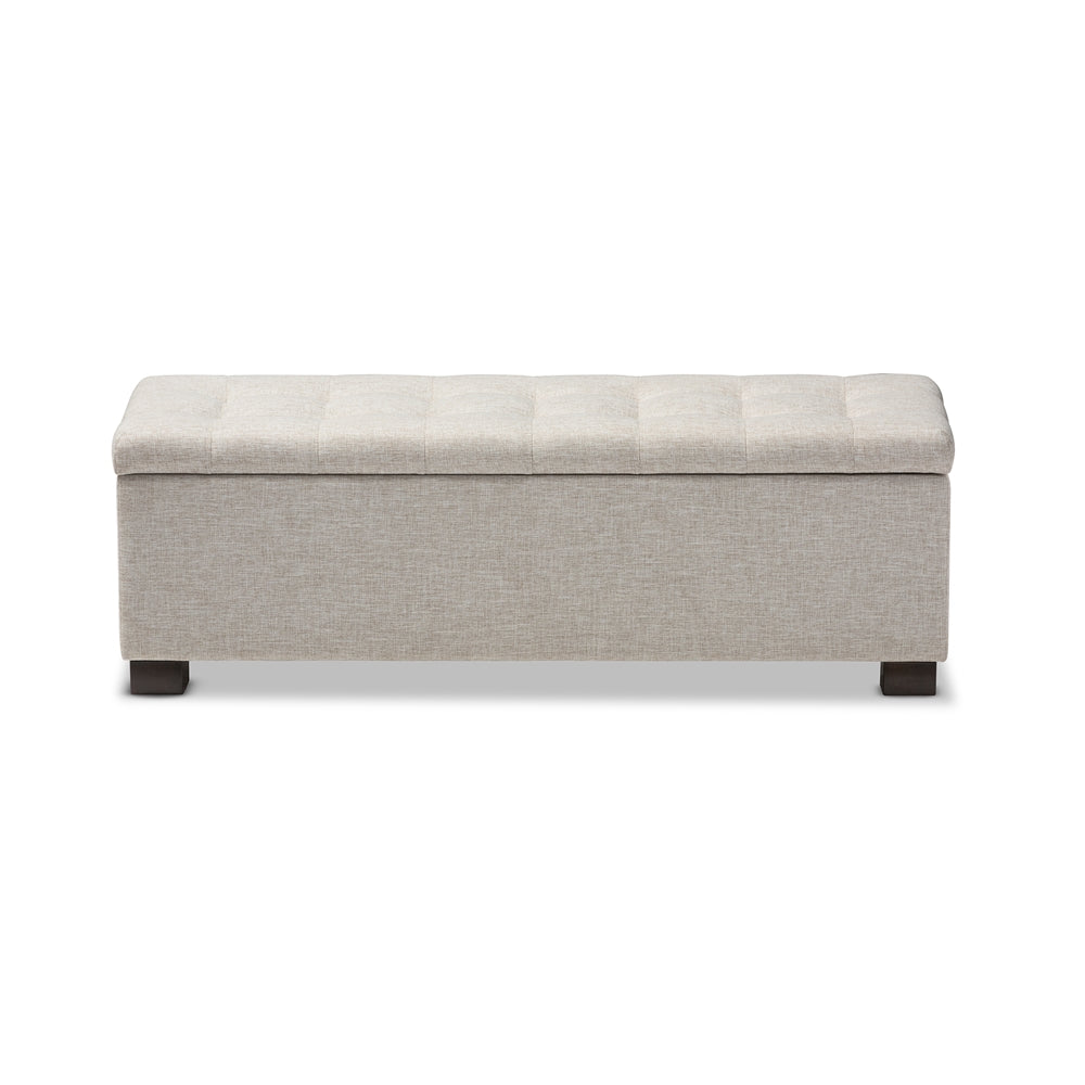 Baxton Studio Roanoke Modern and Contemporary Fabric Upholstered Grid-Tufting Storage Ottoman Bench