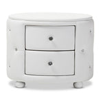 Load image into Gallery viewer, Baxton Studio Davina Hollywood Glamour Style Oval 2-Drawer White Faux Leather Upholstered Nightstand
