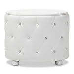 Load image into Gallery viewer, Baxton Studio Davina Hollywood Glamour Style Oval 2-Drawer White Faux Leather Upholstered Nightstand
