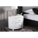 Load image into Gallery viewer, Baxton Studio Davina Hollywood Glamour Style Oval 2-Drawer White Faux Leather Upholstered Nightstand
