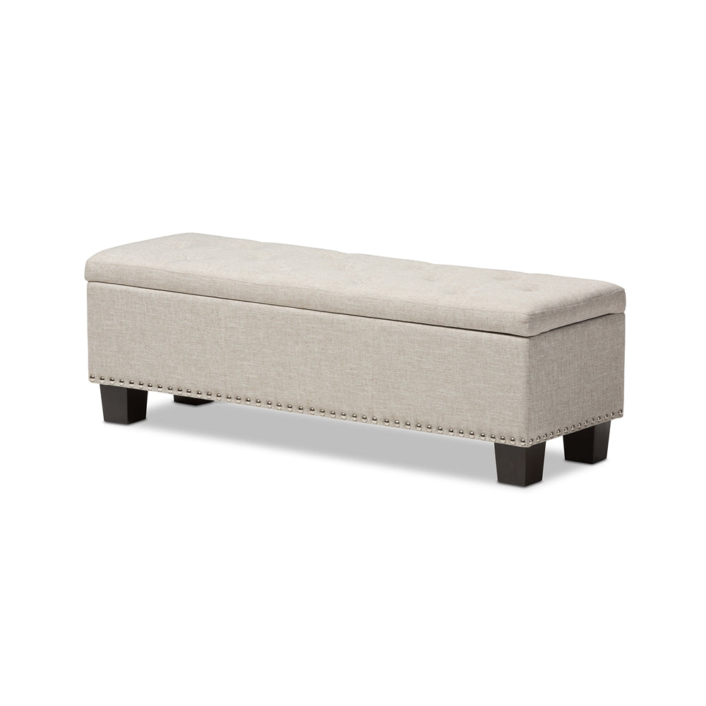 Baxton Studio Hannah Modern and Contemporary Fabric Upholstered Button-Tufting Storage Ottoman Bench