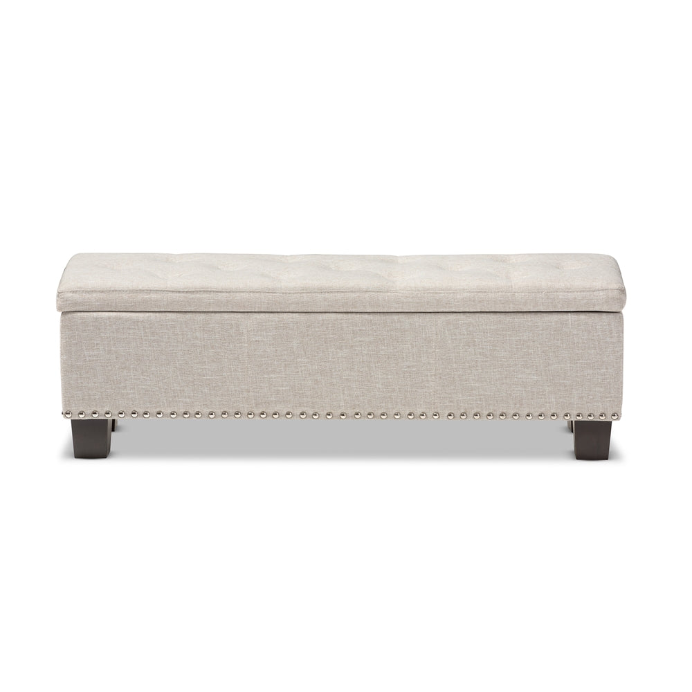 Baxton Studio Hannah Modern and Contemporary Fabric Upholstered Button-Tufting Storage Ottoman Bench