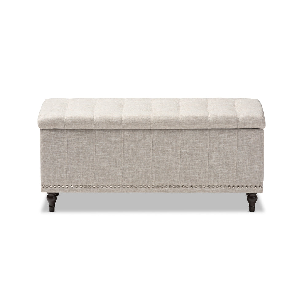 Baxton Studio Kaylee Modern Classic Fabric Upholstered Button-Tufting Storage Ottoman Bench