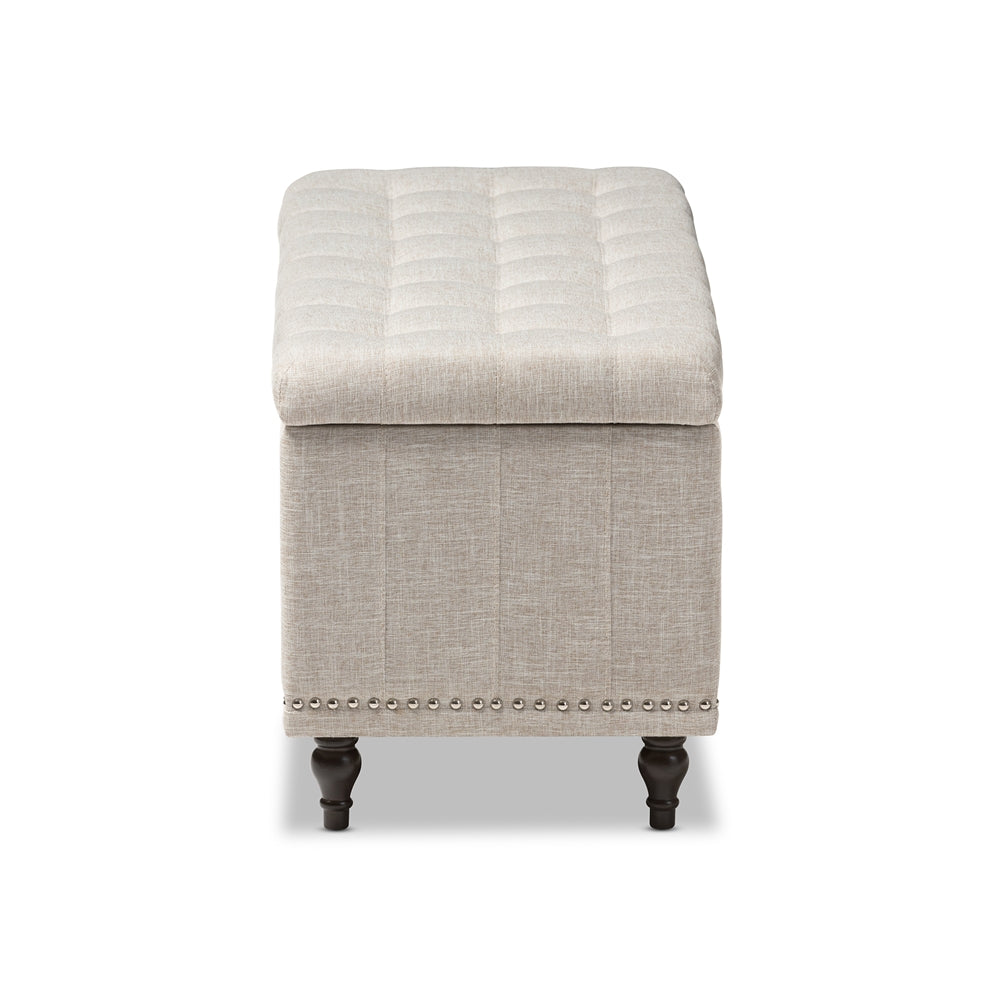 Baxton Studio Kaylee Modern Classic Fabric Upholstered Button-Tufting Storage Ottoman Bench