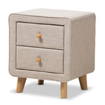 Load image into Gallery viewer, Baxton Studio Jonesy Mid-Century Fabric Upholstered 2-Drawer Nightstand
