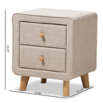 Load image into Gallery viewer, Baxton Studio Jonesy Mid-Century Beige Linen Upholstered 2-Drawer Nightstand
