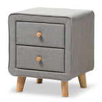 Load image into Gallery viewer, Baxton Studio Jonesy Mid-Century Grey Fabric Upholstered 2-Drawer Nightstand
