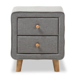 Load image into Gallery viewer, Baxton Studio Jonesy Mid-Century Grey Fabric Upholstered 2-Drawer Nightstand
