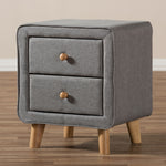 Load image into Gallery viewer, Baxton Studio Jonesy Mid-Century Grey Fabric Upholstered 2-Drawer Nightstand
