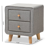 Load image into Gallery viewer, Baxton Studio Jonesy Mid-Century Grey Fabric Upholstered 2-Drawer Nightstand
