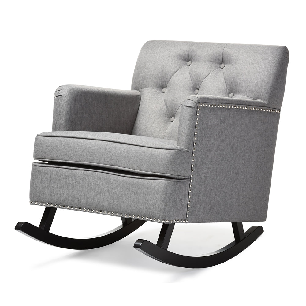 Baxton Studio Bethany Modern and Contemporary Fabric Upholstered Button-tufted Rocking Chair