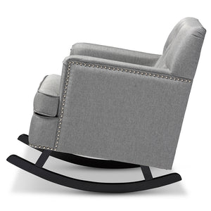 Baxton Studio Bethany Modern And Contemporary Grey Fabric Upholstered Button-Tufted Rocking Chair