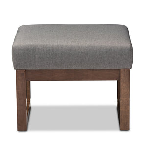 BAXTON STUDIO YASHIYA MID-CENTURY RETRO MODERN GREY FABRIC UPHOLSTERED OTTOMAN STOOL