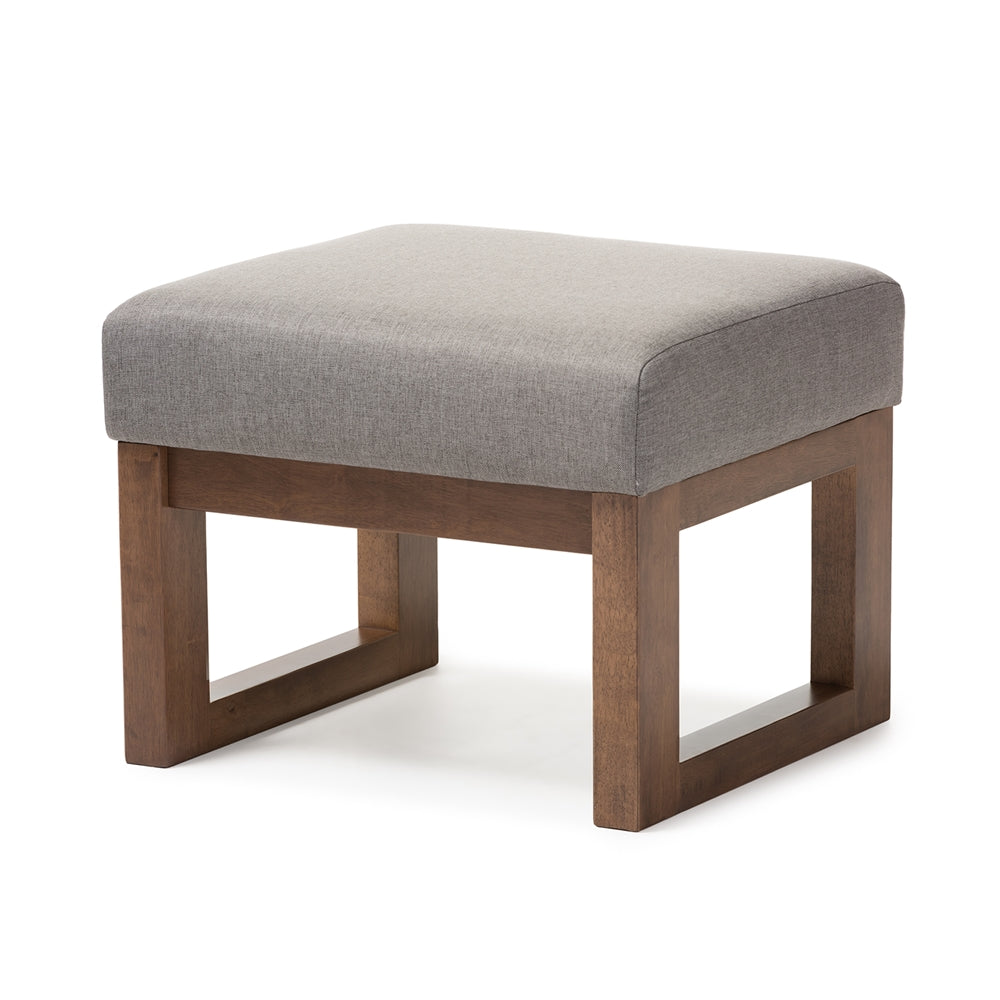 Baxton Studio Yashiya Mid-Century Retro Modern Grey Fabric Upholstered Ottoman Stool