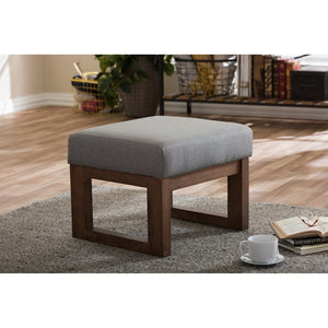 Baxton Studio Yashiya Mid-Century Retro Modern Grey Fabric Upholstered Ottoman Stool