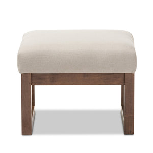 BAXTON STUDIO YASHIYA MID-CENTURY RETRO MODERN LIGHT BEIGE FABRIC UPHOLSTERED OTTOMAN STOOL