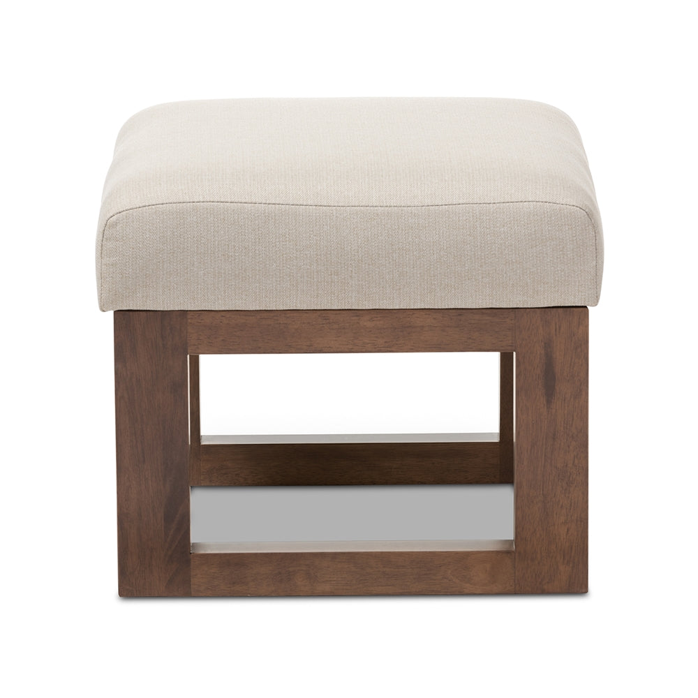 Baxton Studio Yashiya Mid-Century Retro Modern Light Beige Fabric Upholstered Ottoman Stool