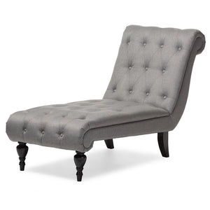 Baxton Studio Layla Mid-century Retro Modern Fabric Upholstered Button-tufted Chaise Lounge