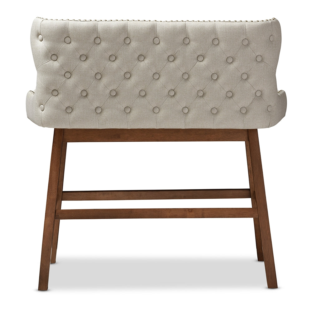 Baxton Studio Gradisca Modern And Contemporary Light Beige Fabric Button-Tufted Upholstered Bar Bench Banquette