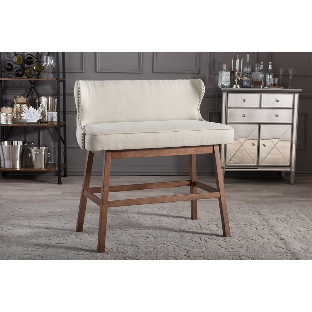 Baxton Studio Gradisca Modern And Contemporary Light Beige Fabric Button-Tufted Upholstered Bar Bench Banquette