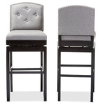 Load image into Gallery viewer, Baxton Studio Ginaro Modern And Contemporary Grey Fabric Button-Tufted Upholstered Swivel Bar Stool (Set Of 2)
