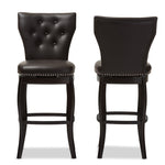 Load image into Gallery viewer, Baxton Studio Leonice Modern And Contemporary Dark Brown Faux Leather Upholstered Button-Tufted 29-Inch 2-Piece Swivel Bar Stool Set
