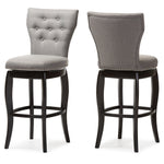 Load image into Gallery viewer, BAXTON STUDIO LEONICE MODERN AND CONTEMPORARY GREY FABRIC UPHOLSTERED BUTTON-TUFTED 29-INCH 2-PIECE SWIVEL BAR STOOL SET
