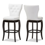 Load image into Gallery viewer, Baxton Studio Leonice Modern And Contemporary White Faux Leather Upholstered Button-Tufted 29-Inch 2-Piece Swivel Bar Stool Set
