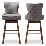 Load image into Gallery viewer, Baxton Studio Gradisca Modern and Contemporary Wood Finishing and  Fabric Button-Tufted Upholstered Swivel Barstool

