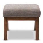 Load image into Gallery viewer, Baxton Studio Aberdeen Mid-Century Modern Walnut Wood Finishing And Gravel Fabric Upholstered Ottoman
