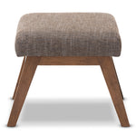 Load image into Gallery viewer, BAXTON STUDIO ABERDEEN MID-CENTURY MODERN WALNUT WOOD FINISHING AND GRAVEL FABRIC UPHOLSTERED OTTOMAN
