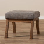 Load image into Gallery viewer, Baxton Studio Aberdeen Mid-Century Modern Walnut Wood Finishing And Gravel Fabric Upholstered Ottoman
