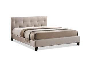 BAXTON STUDIO ANNETTE LIGHT BEIGE LINEN MODERN BED WITH UPHOLSTERED HEADBOARD - FULL SIZE