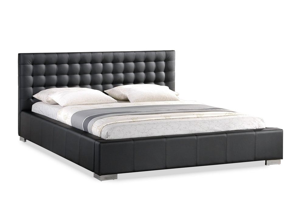 BAXTON STUDIO MADISON BLACK MODERN BED WITH UPHOLSTERED HEADBOARD - QUEEN SIZE